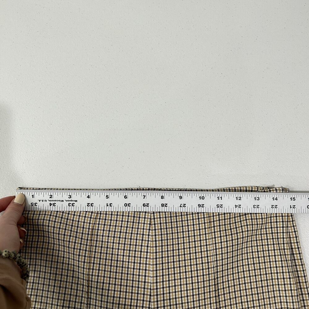 Theory Alettah Ainsley Pants 4 Womens Tan Plaid Check Trouser Academia Twee Prep - Picture 9 of 12